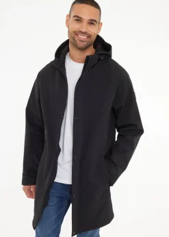 Threadbare Black Hooded Tie Waist Coat With Stretch