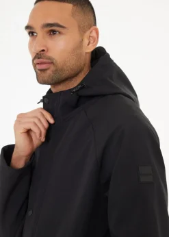 Threadbare Black Hooded Tie Waist Coat With Stretch