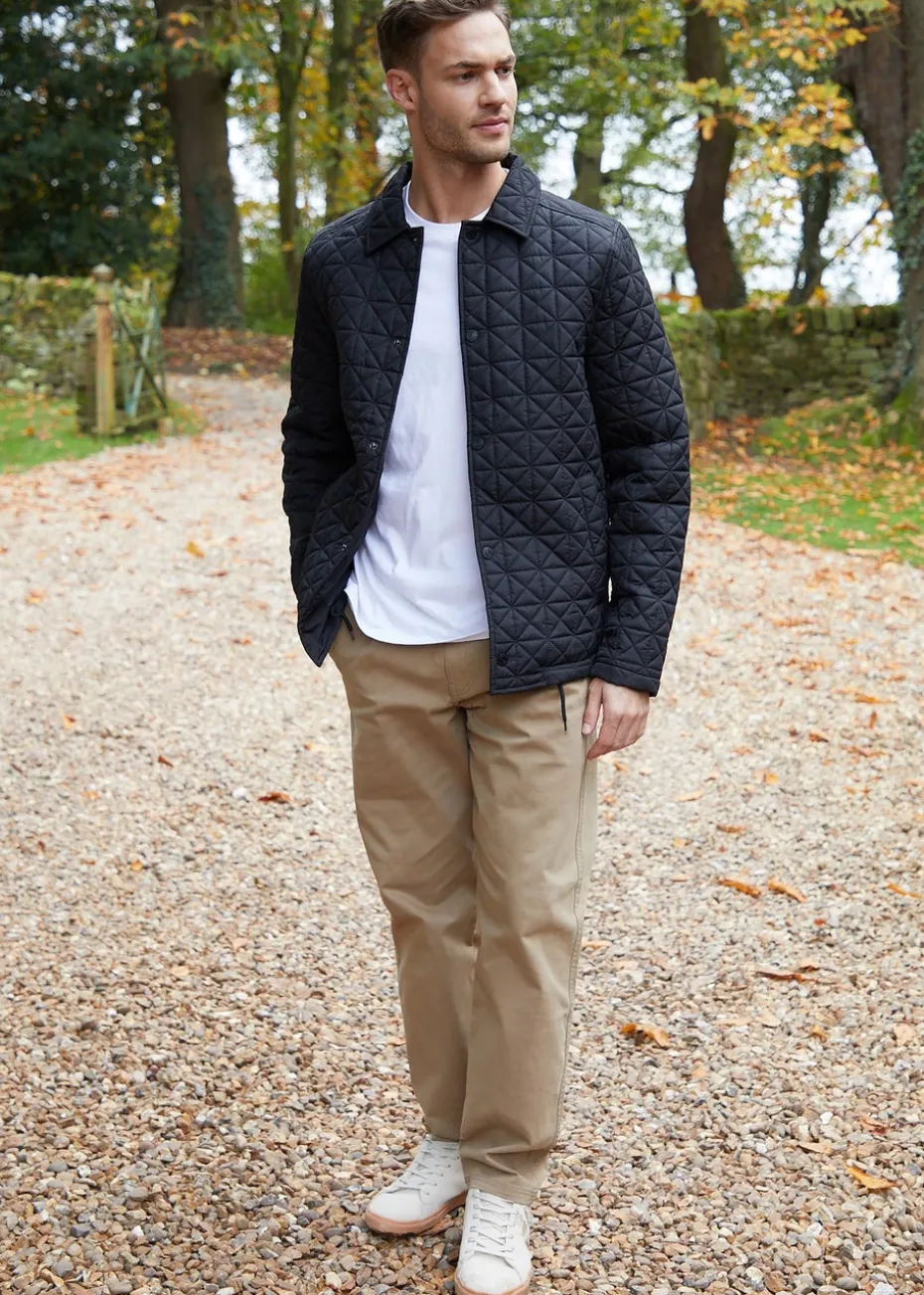 Threadbare Black Lightweight Collared Quilted Jacket