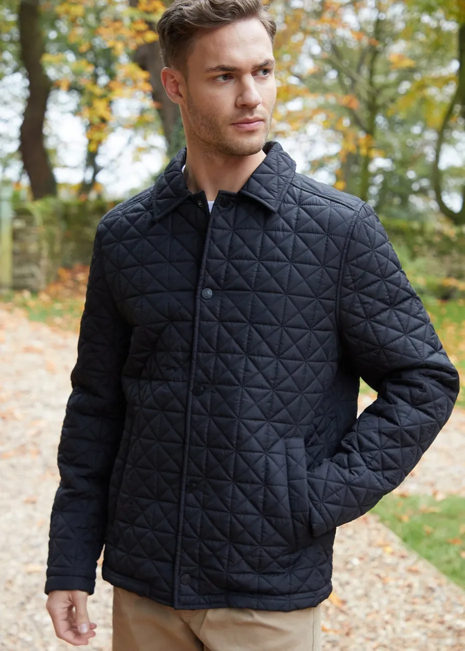 Threadbare Black Lightweight Collared Quilted Jacket