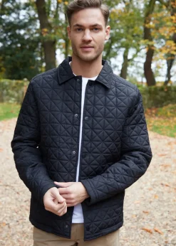 Threadbare Black Lightweight Collared Quilted Jacket
