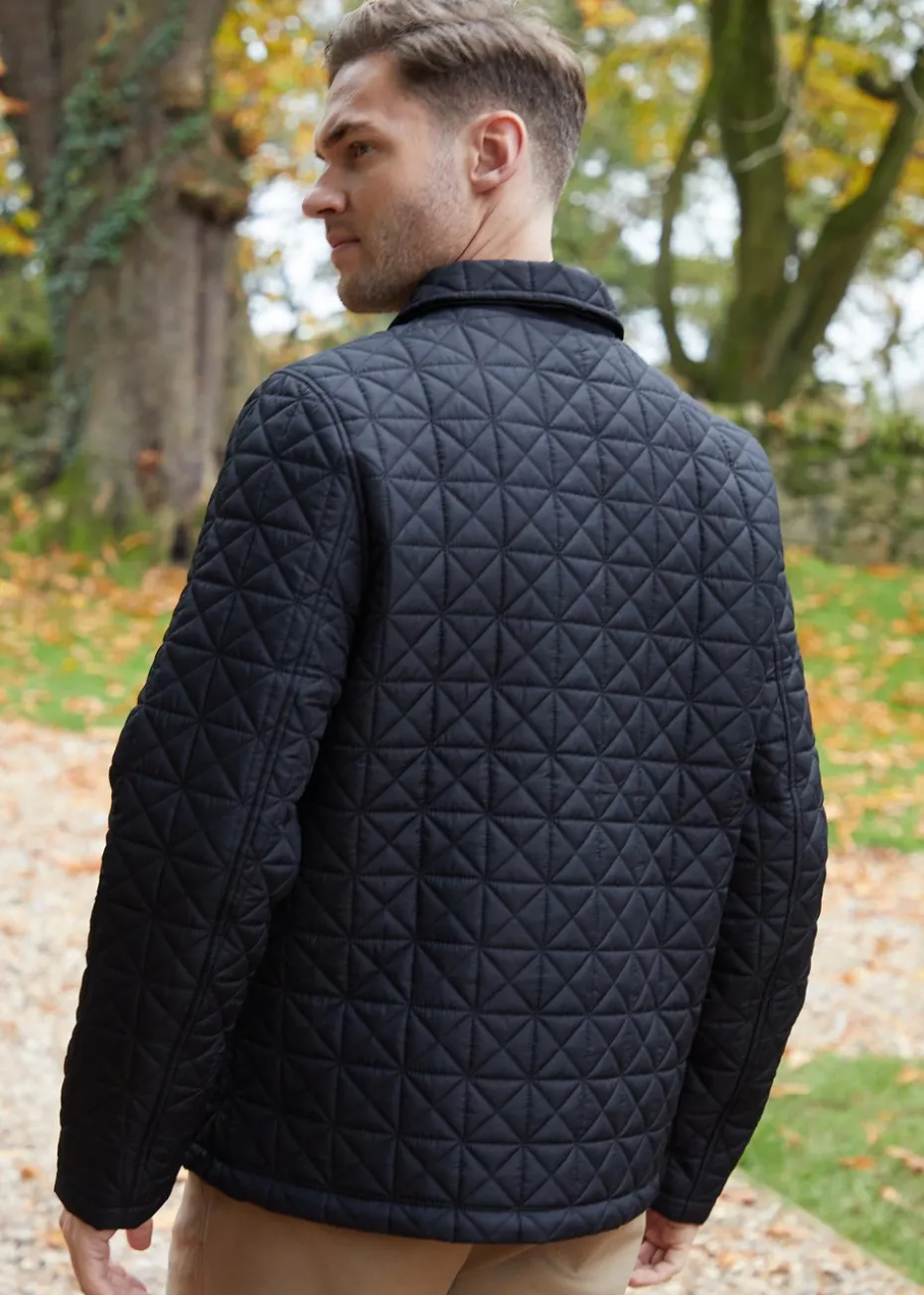 Threadbare Black Lightweight Collared Quilted Jacket