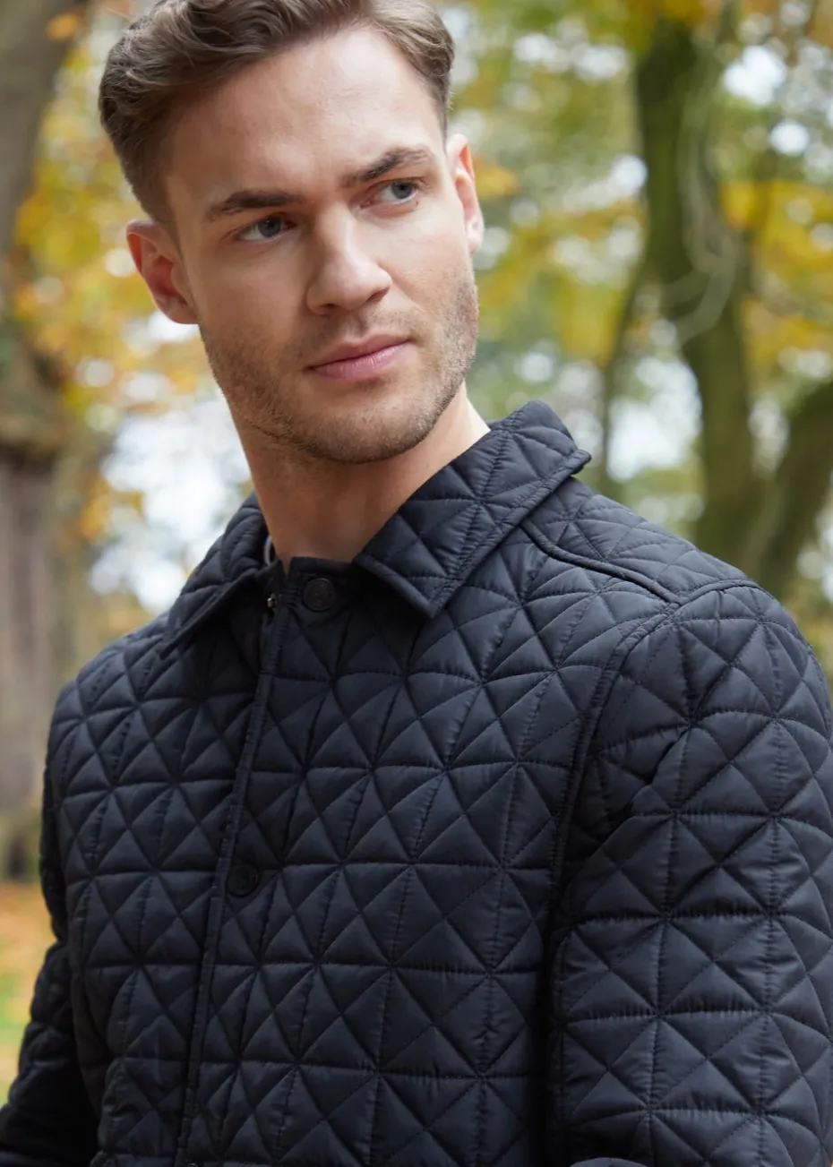 Threadbare Black Lightweight Collared Quilted Jacket