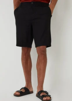 Threadbare Black Linen Blend Chino Shorts
