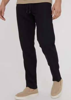 Threadbare Black Linen Blend Drawcord Trousers