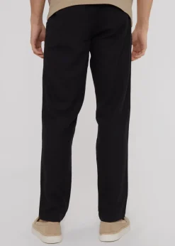 Threadbare Black Linen Blend Drawcord Trousers