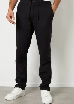 Threadbare Black Linen Blend Trousers