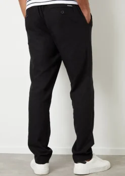 Threadbare Black Linen Blend Trousers