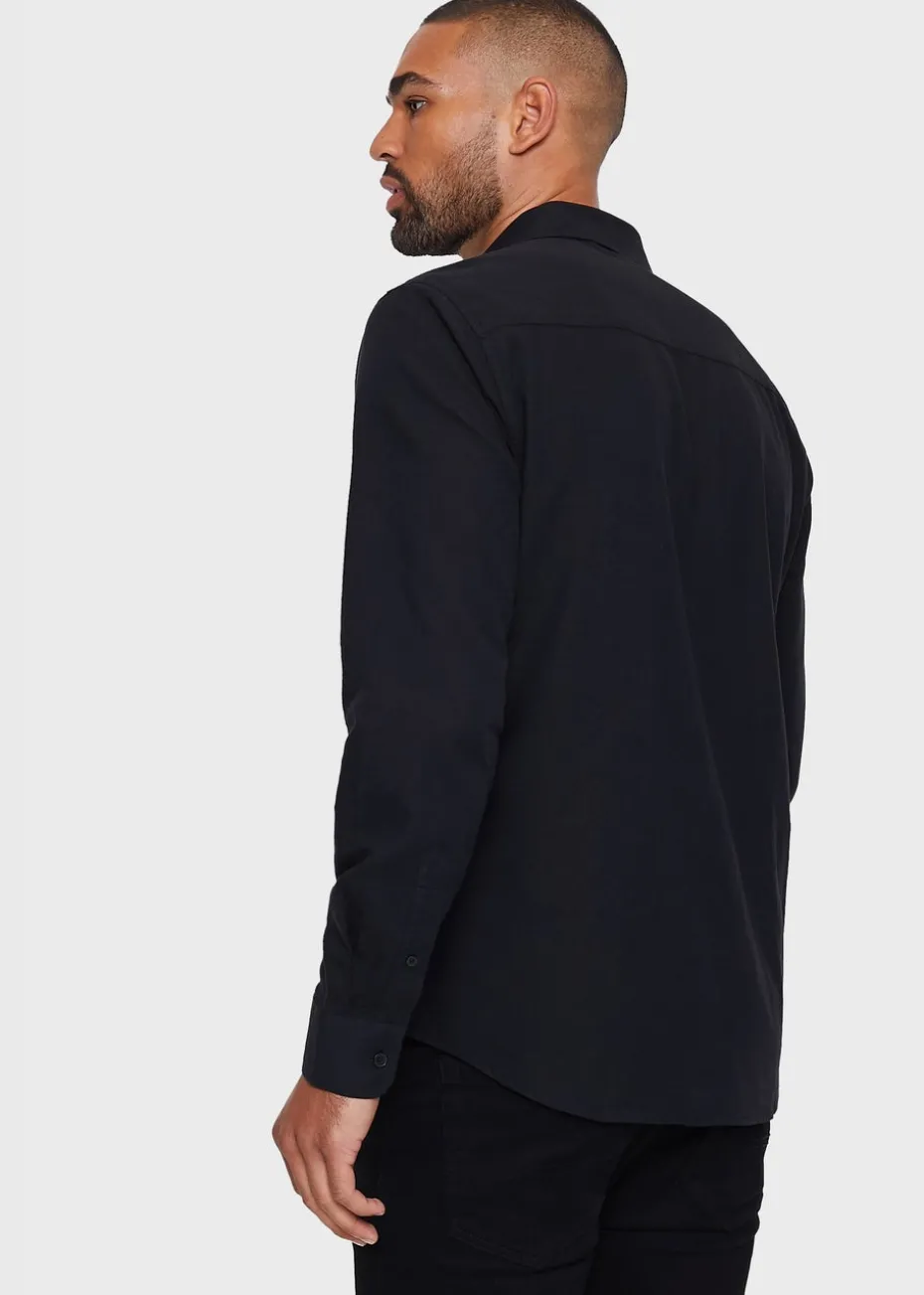 Threadbare Black Oxford Cotton Long Sleeve Shirt