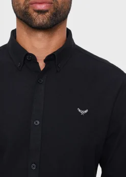 Threadbare Black Oxford Cotton Long Sleeve Shirt