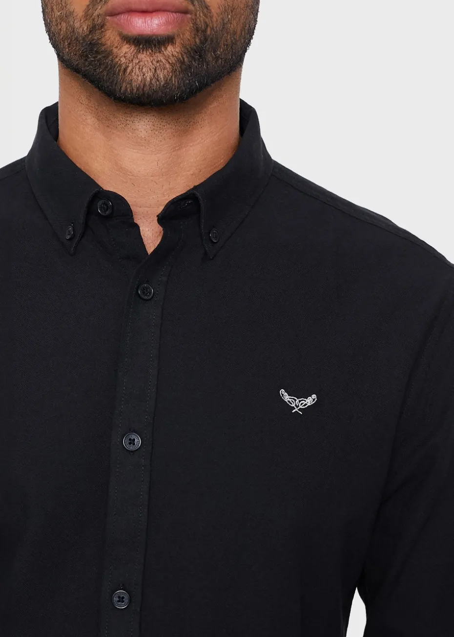 Threadbare Black Oxford Cotton Long Sleeve Shirt