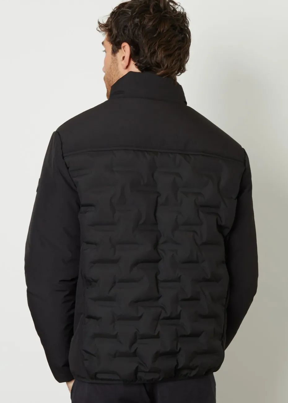 Threadbare Black Quilted Panel Funnel Neck Jacket