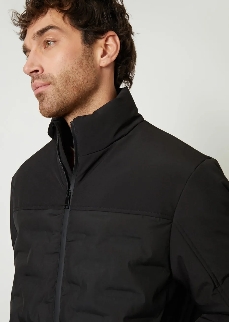Threadbare Black Quilted Panel Funnel Neck Jacket