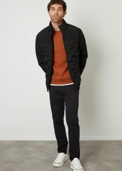 Threadbare Black Quilted Panel Funnel Neck Jacket