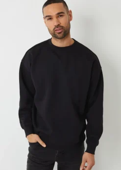 Threadbare Black Relaxed Fit Crew Neck Sweatshirt
