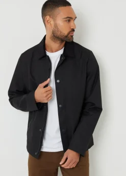 Threadbare Black Showerproof Corduroy Collar Jacket