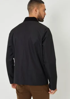 Threadbare Black Showerproof Corduroy Collar Jacket