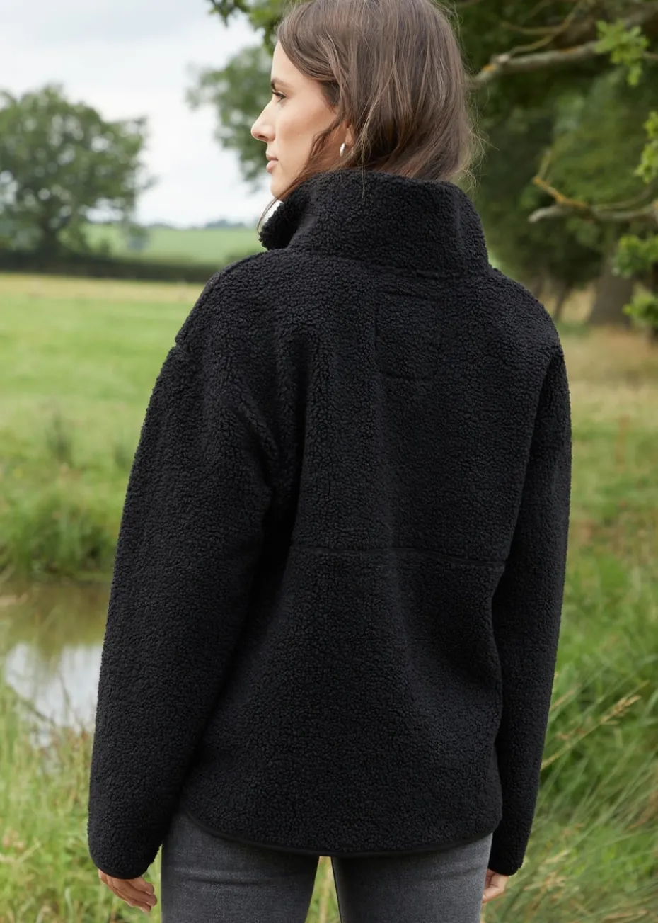 Threadbare Black Sian Half Zip Borg Fleece