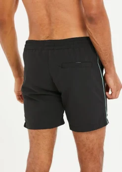 Threadbare Black Swim Shorts with Contrast Piping