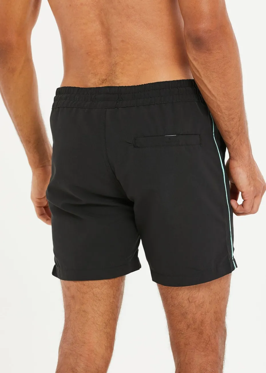 Threadbare Black Swim Shorts with Contrast Piping