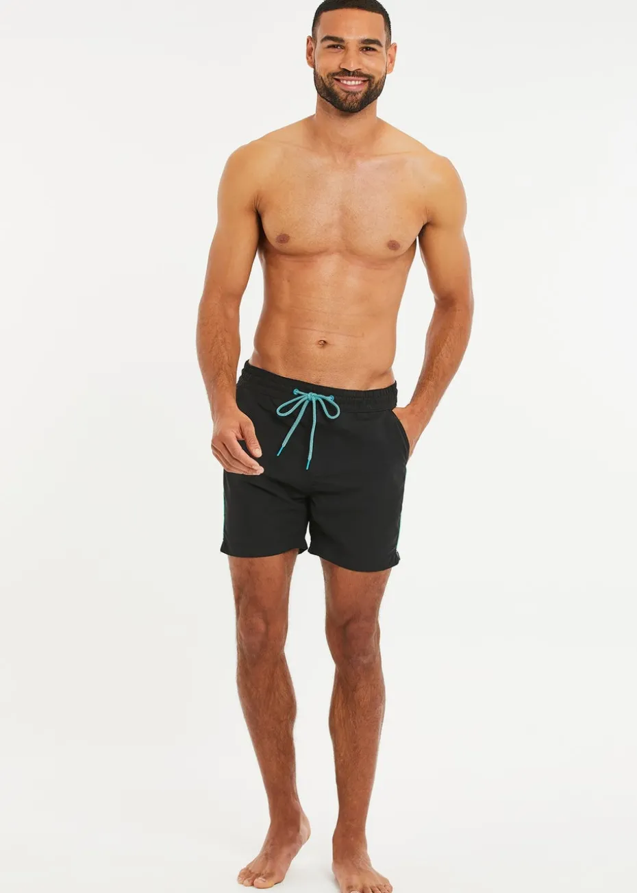 Threadbare Black Swim Shorts with Contrast Piping