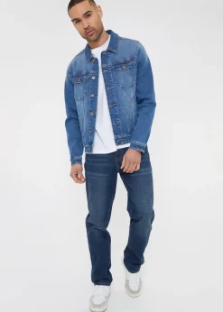 Threadbare Blue Burnsall Mid Wash Denim Jacket