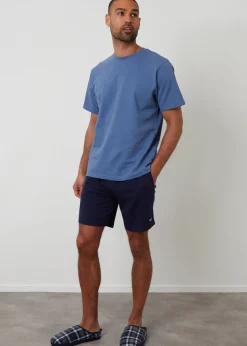 Threadbare Blue Cotton Popcorn Textured Shortie Pyjama Set