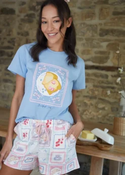 Threadbare Blue Graphic Print Shortie Pyjama Set