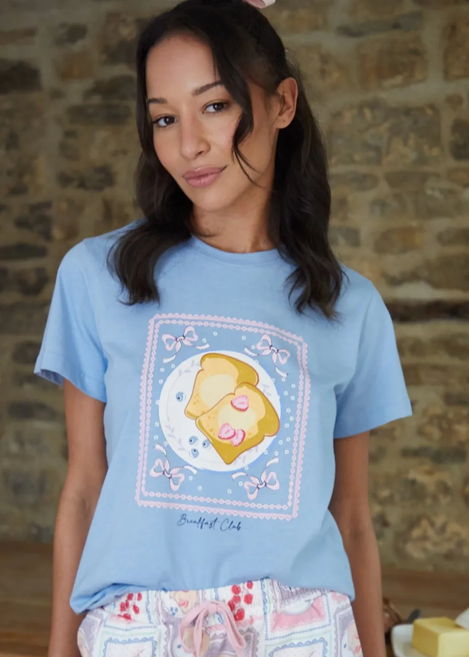 Threadbare Blue Graphic Print Shortie Pyjama Set