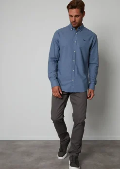 Threadbare Blue Oxford Cotton Long Sleeve Shirt