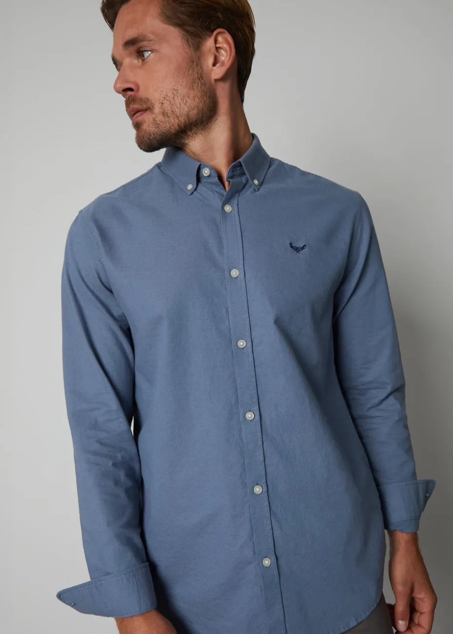 Threadbare Blue Oxford Cotton Long Sleeve Shirt