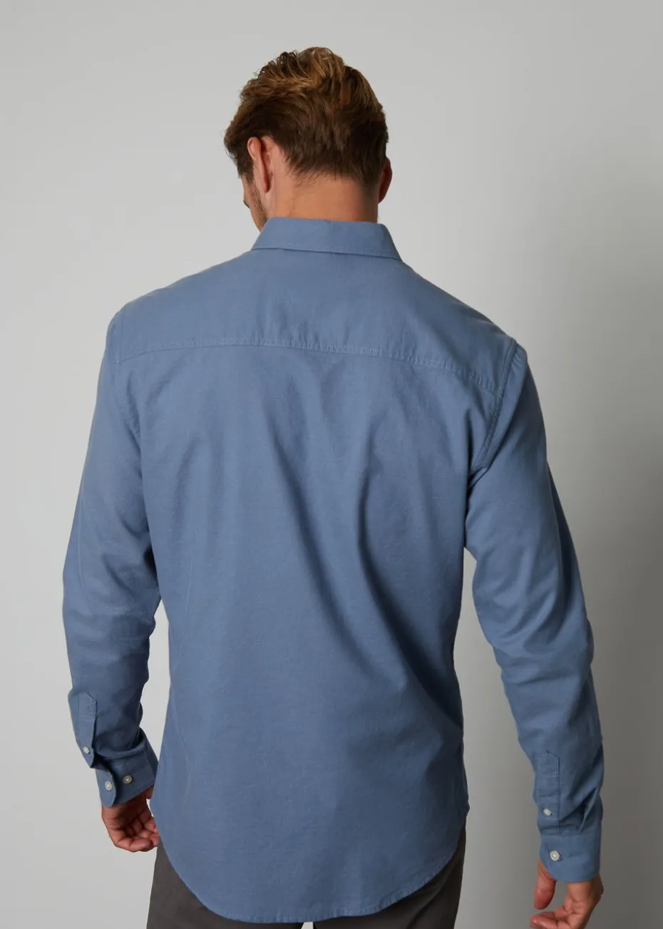 Threadbare Blue Oxford Cotton Long Sleeve Shirt