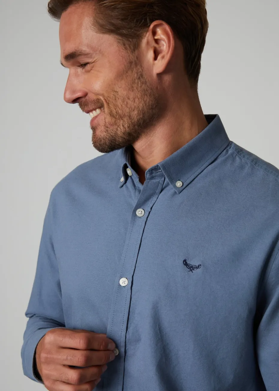 Threadbare Blue Oxford Cotton Long Sleeve Shirt