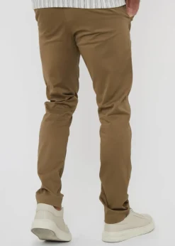 Threadbare Brown Castello Cotton Slim Fit Chino Trousers With Stretch
