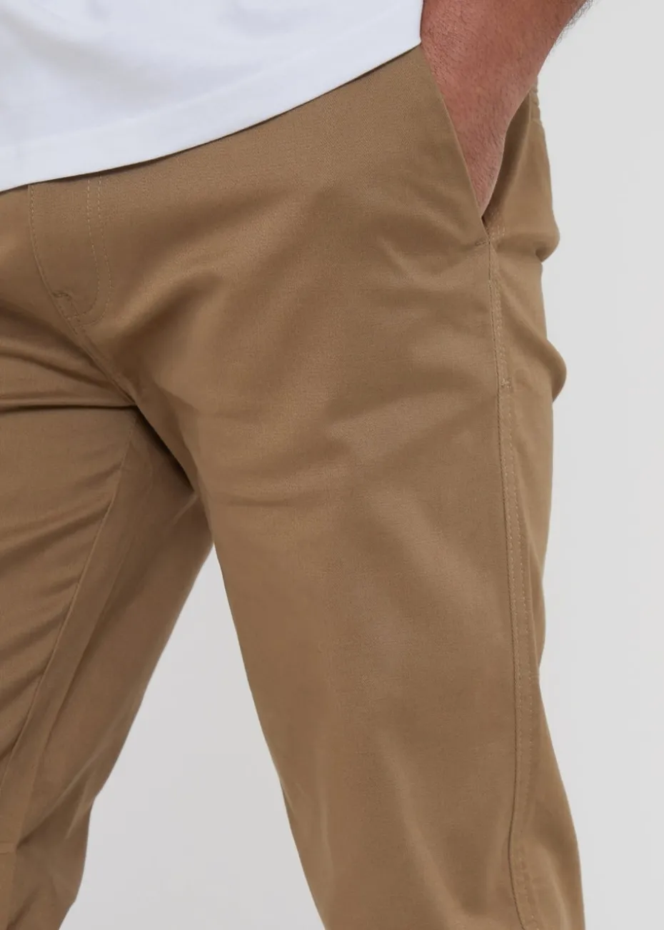 Threadbare Brown Cotton Regular Fit Chino Trousers with Stretch