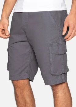 Threadbare Charcoal Bute Cotton Cargo Shorts