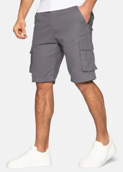 Threadbare Charcoal Bute Cotton Cargo Shorts