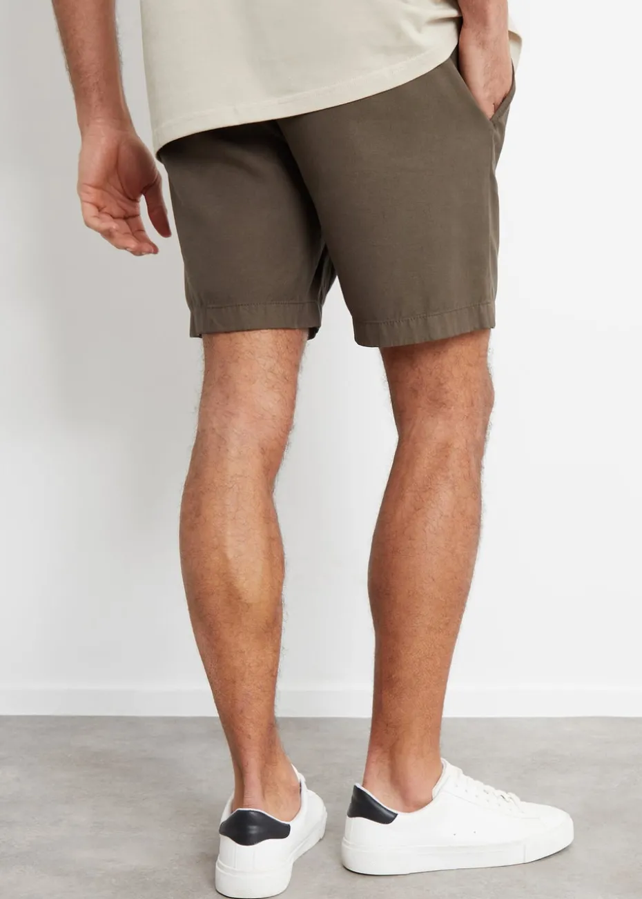 Threadbare Chocolate Cotton Lyocell Jogger Style Shorts