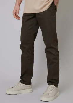 Threadbare Chocolate Cotton Regular Fit Chino Trousers with Stretch