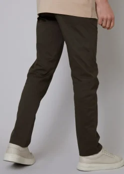 Threadbare Chocolate Cotton Regular Fit Chino Trousers with Stretch