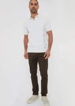 Threadbare Chocolate Cotton Slim Fit Chino Trousers With Stretch