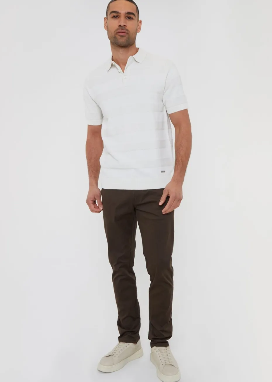 Threadbare Chocolate Cotton Slim Fit Chino Trousers With Stretch