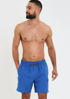 Threadbare Cobalt Mid-length Cargo Swim Shorts