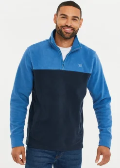 Threadbare Cobalt Two Tone Quarter Zip Fleece Jumper