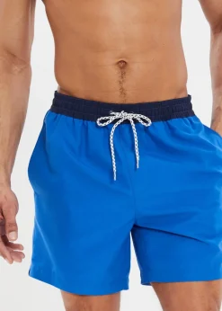 Threadbare Dark Blue Contrast Waistband Swim Shorts