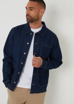 Threadbare Dark Blue Rinse Wash Denim Utility Jacket