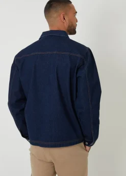 Threadbare Dark Blue Rinse Wash Denim Utility Jacket