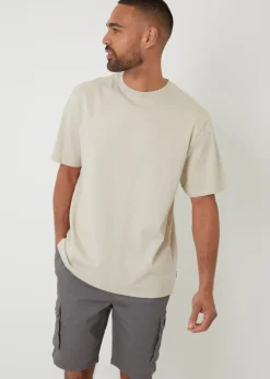 Threadbare Dark Grey Cotton Jogger Style Cargo Shorts With Stretch