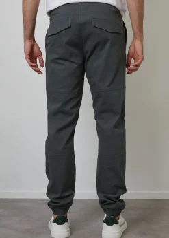 Threadbare Dark Grey Cotton Jogger Style Cuffed Trousers With Stretch