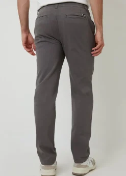 Threadbare Dark Grey Cotton Elasticated Waist Chino Trousers